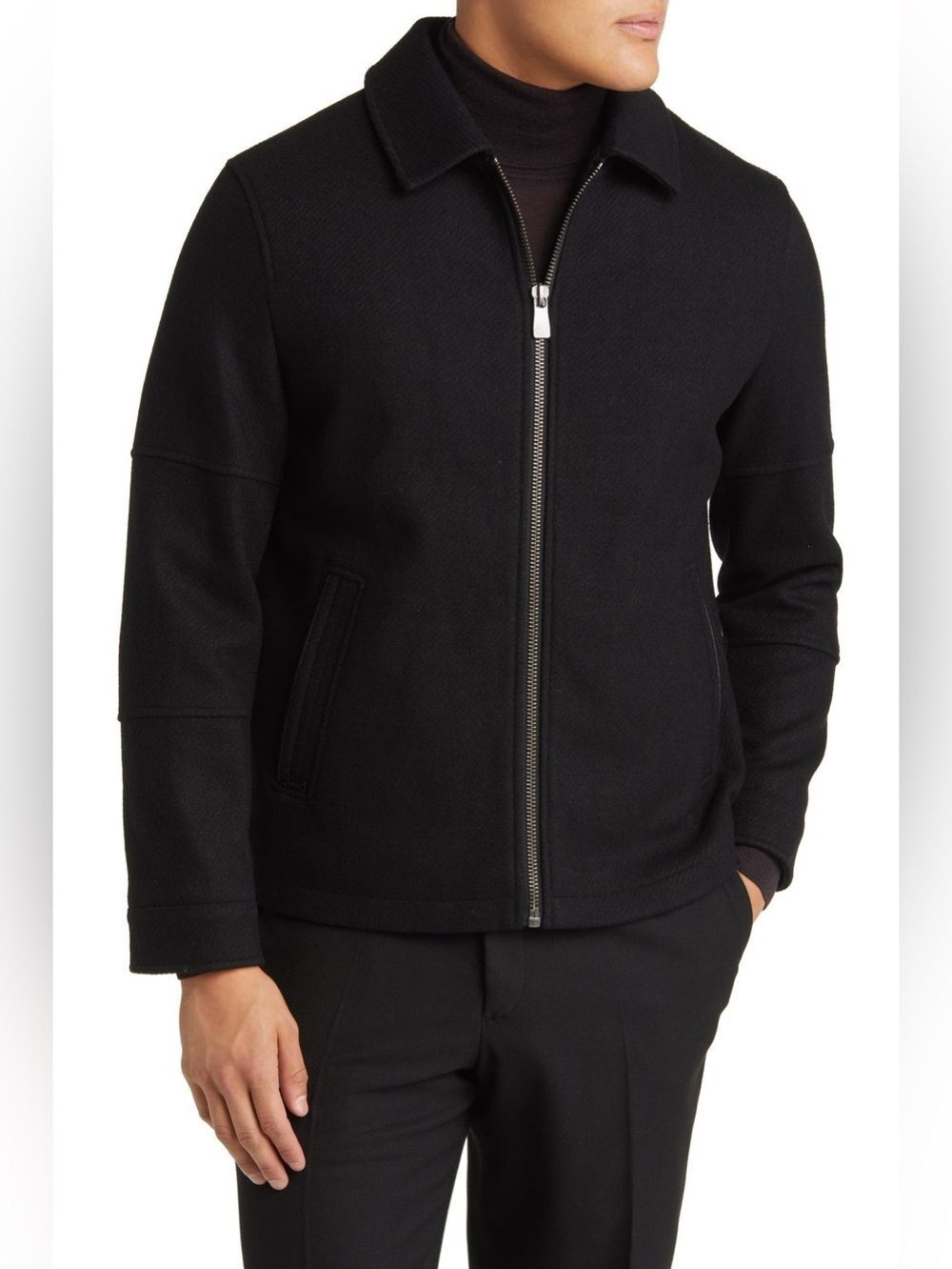 HART SCHAFFNER MARX Paloma Wool Blend Twill Jacket L Black Retail $395!!